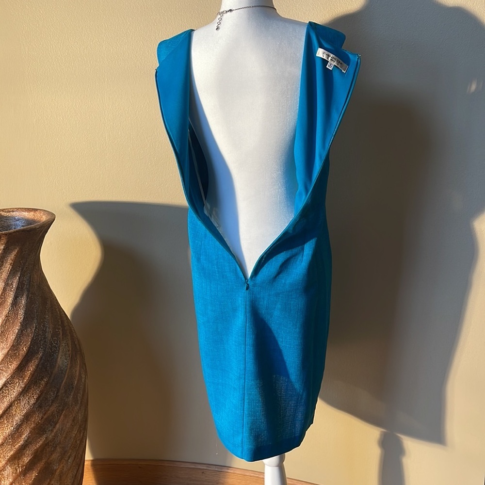 EVAN-PICONE NWOT SHEATH TEAL BLUE 100% POLYESTER, LINEN LOOK, CASUAL DRESS SZ 6 - Picture 6 of 15